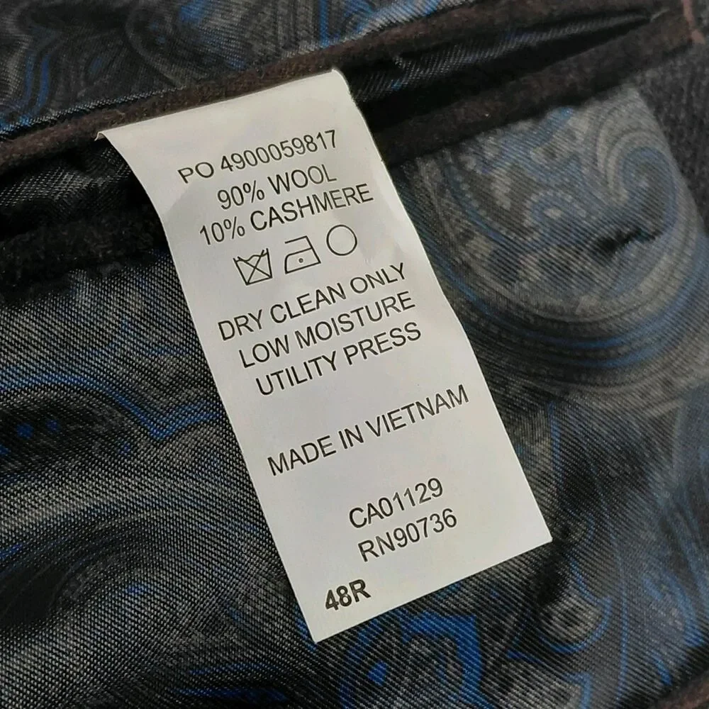 Lauren Ralph Lauren Blazer Mens 48R Dark Grey Wool Cashmere Sport Coat Jacket